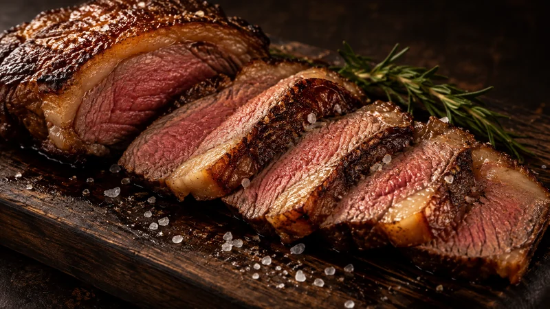 Imagem ilustrativa de picanha fatiada para servir.